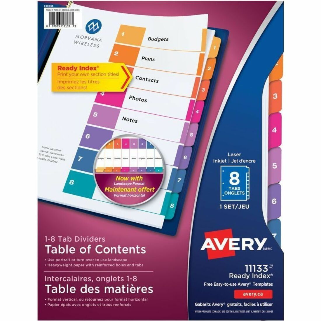 Avery Dividers Index Ready 1-8
