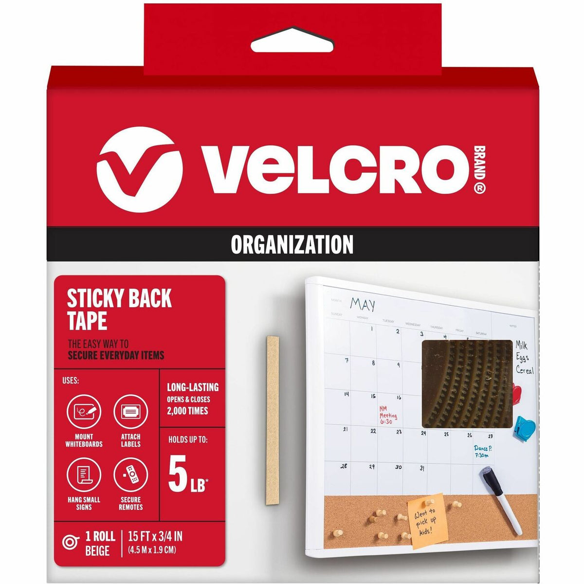 VELCRO® Sticky Back 15ft x 3/4in Roll Beige