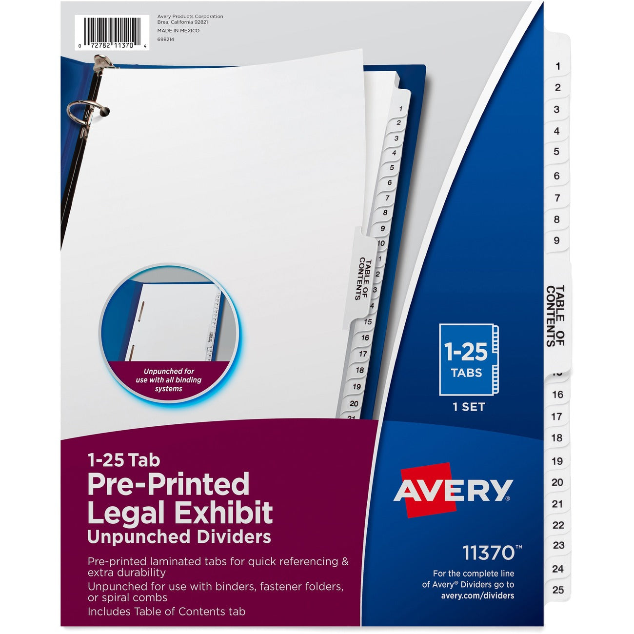 Avery Dividers Legal Sidetab 1-25