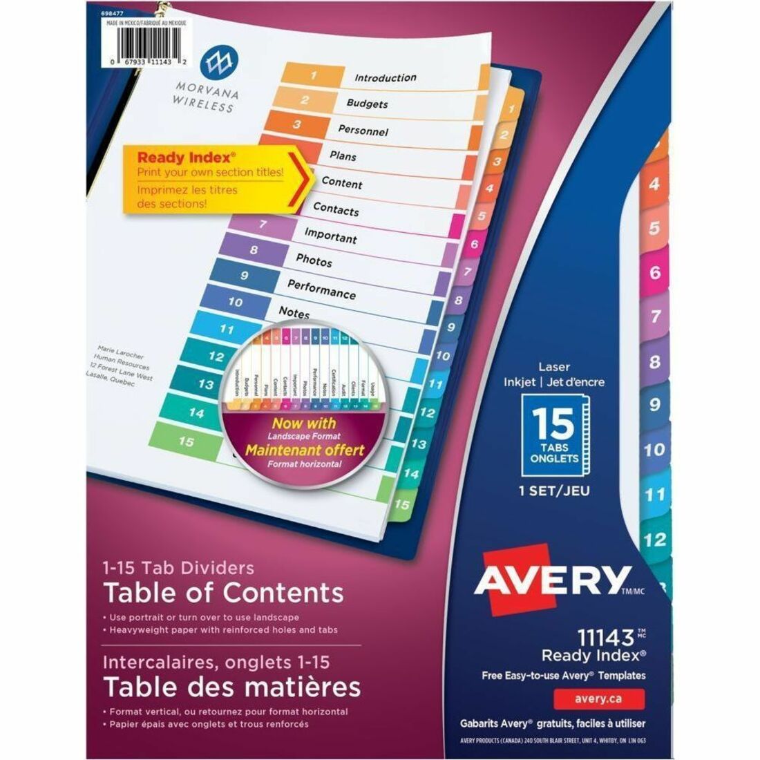 Avery Dividers Index Ready 1-15