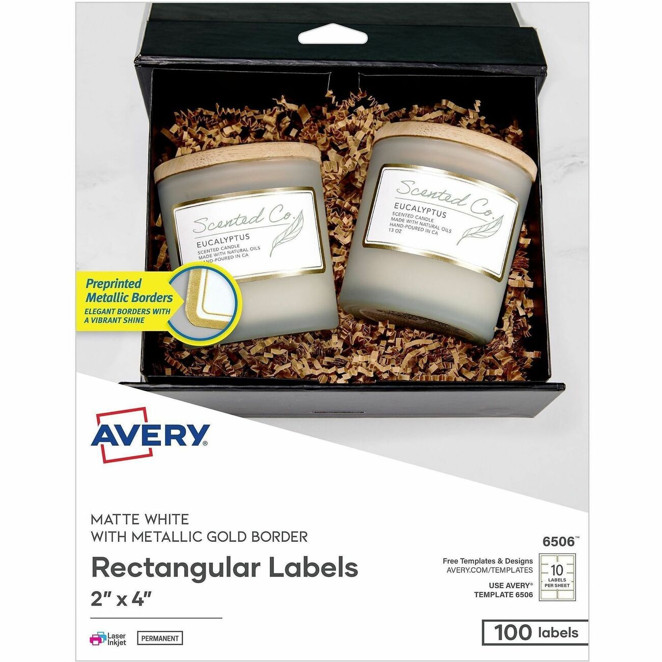 Avery Labels Goldborder 2X4In
