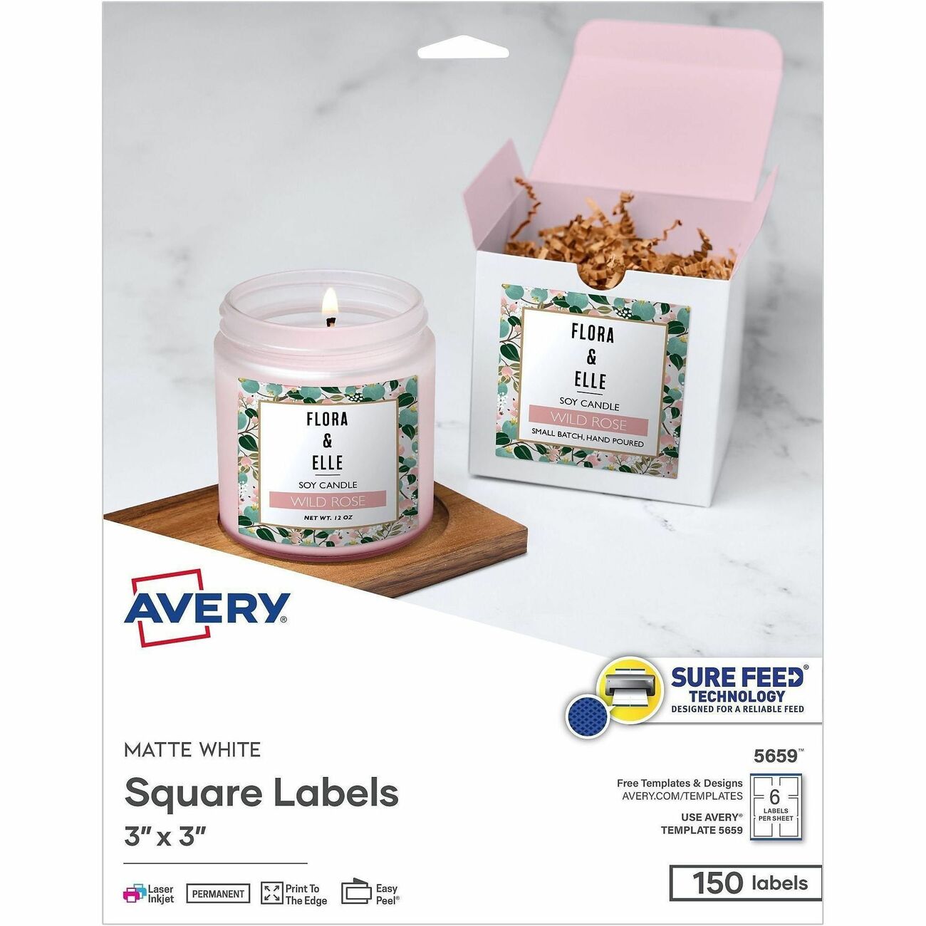 Avery Labels Square 3X3In 150Ct