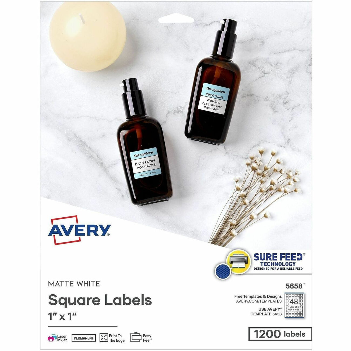 Avery Matte White Square Labels