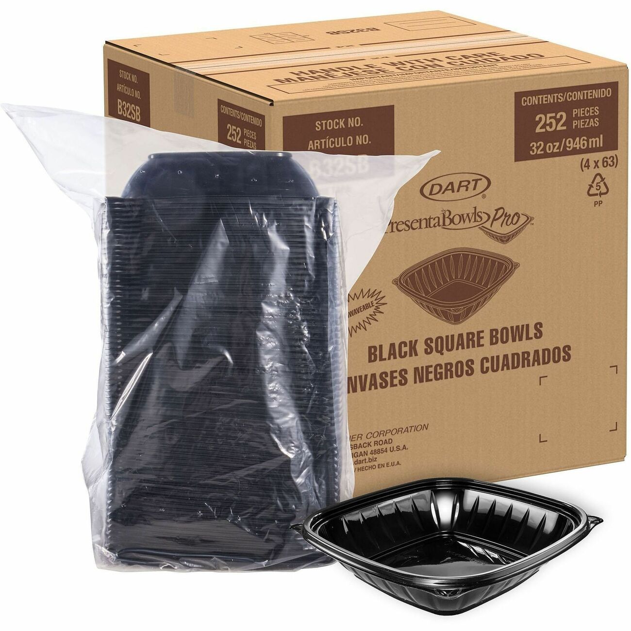 Bowl Plastic Pp 32 Oz Bk