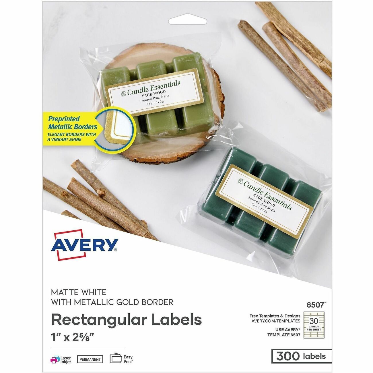 Avery Labels Goldborders 1X2.63In
