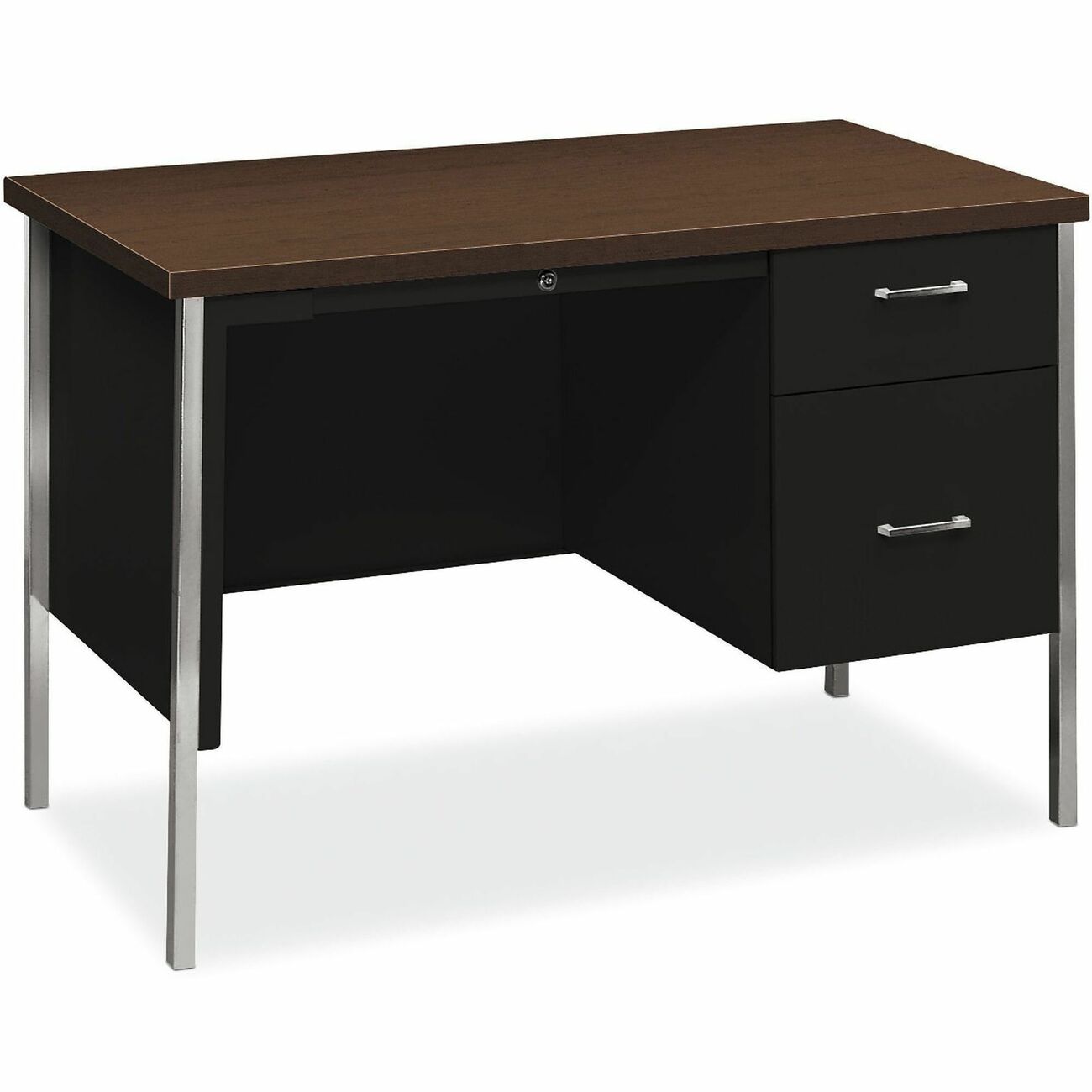 HON Desk Single Ped Mocha