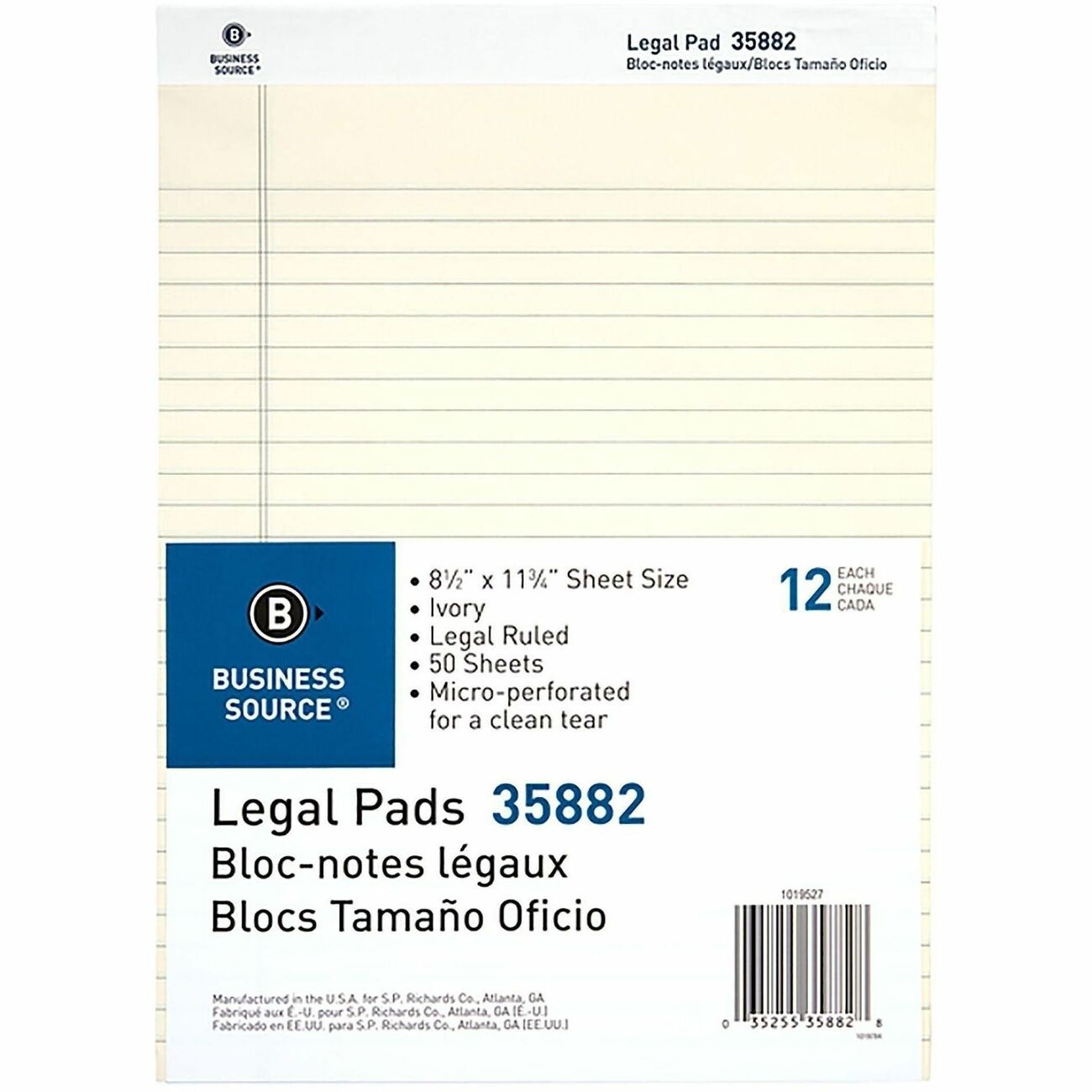 Business Source Pad Lgl Ruld 8.5X11 Iy
