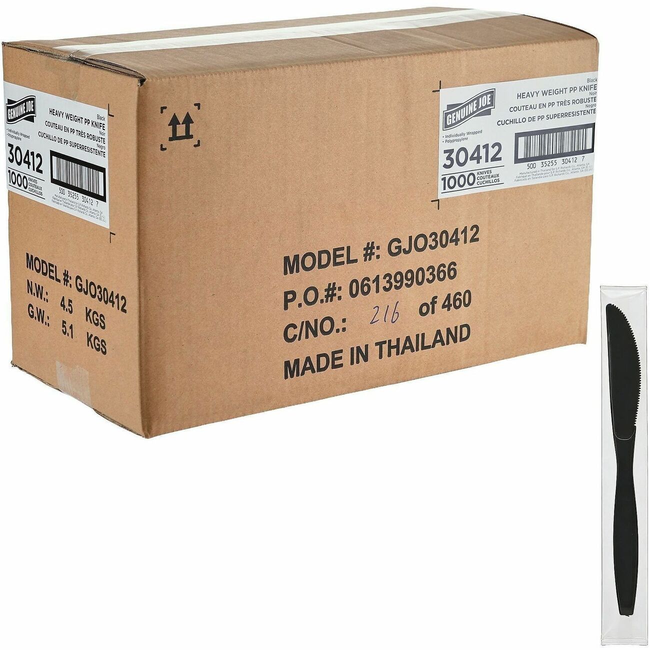 Genuine Joe Knife Hw Pp Bk Iw
