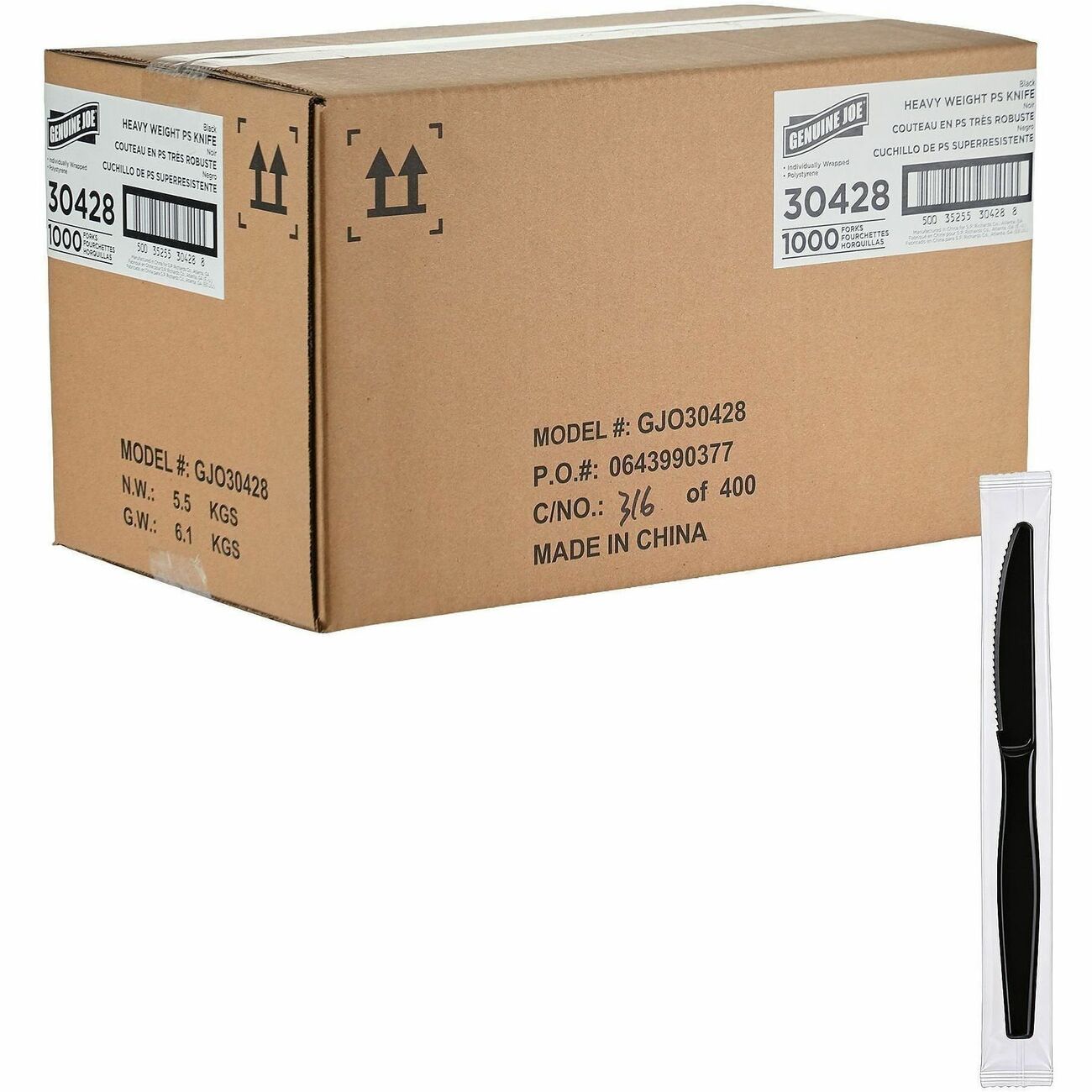 Genuine Joe Knife Hw Ps Bk Iw