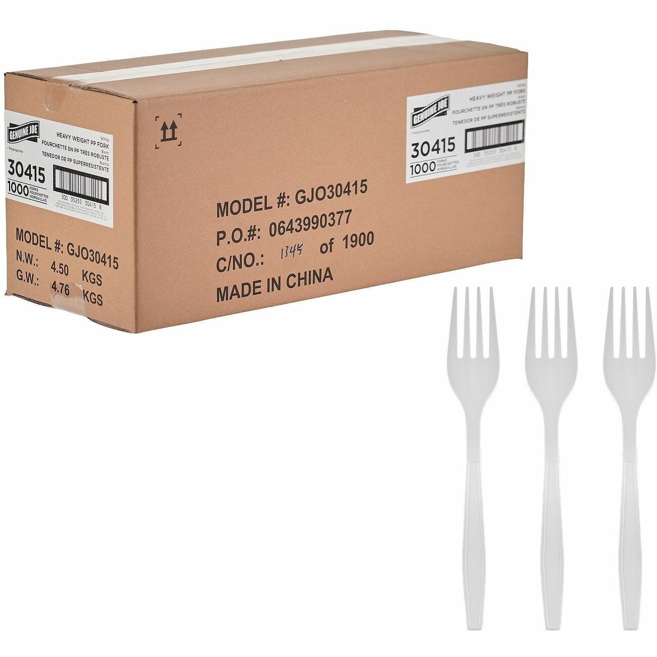 Genuine Joe Fork Hw Pp Wh