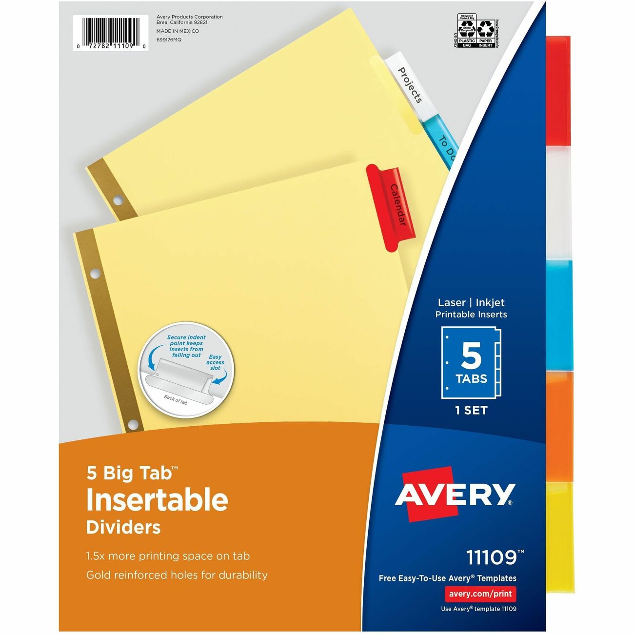 Avery Dividers Insert 5-Tab Multi