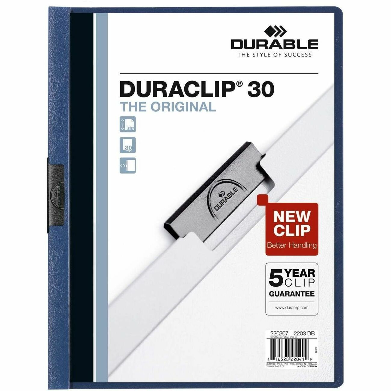Durable Cover Rprt Duraclip 30Sh Be