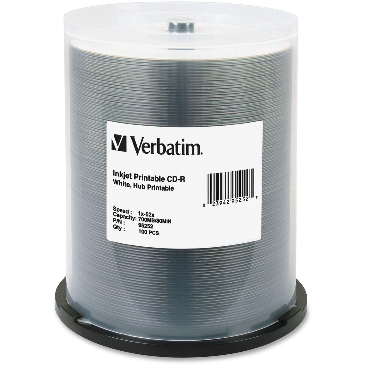 Verbatim 95252 CD Recordable Media - CD-R - 52x - 700 MB - 100 / Pack - White