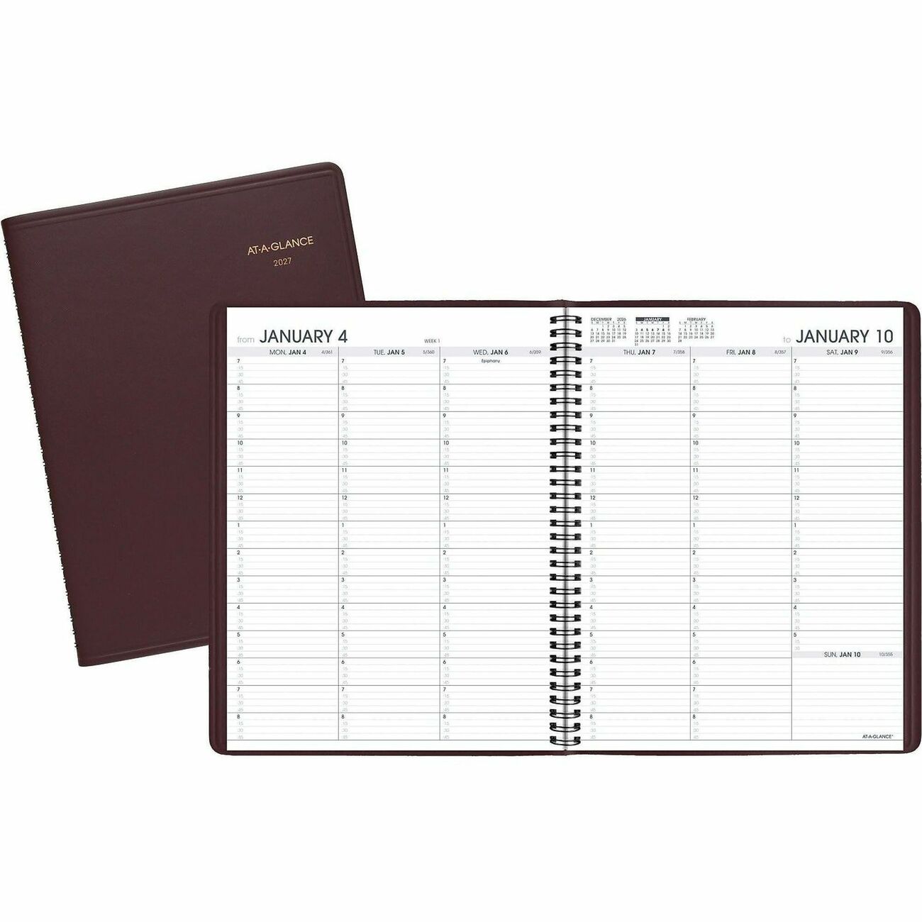 AT-A-GLANCE Book Appt Weekly Leather Wn