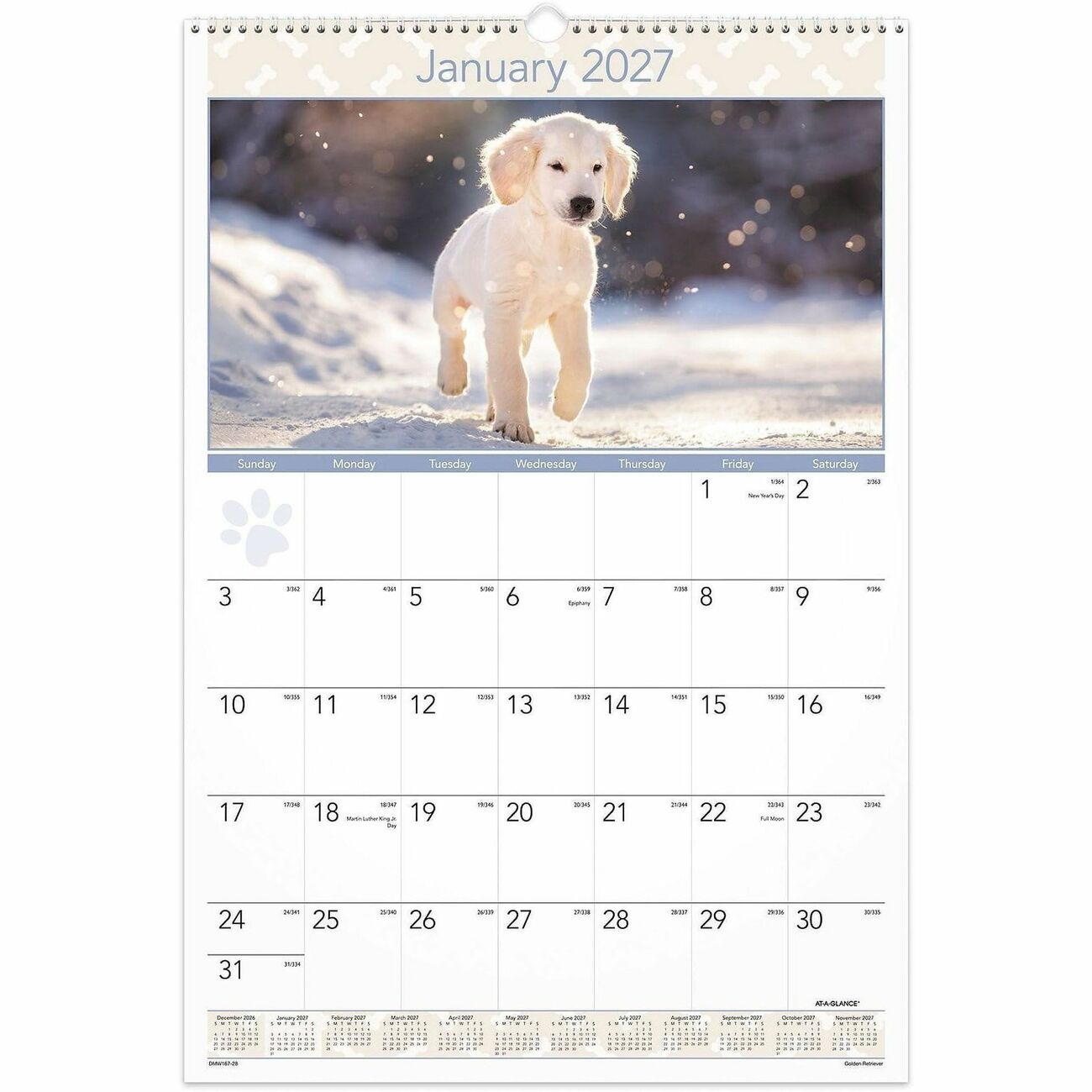 AT-A-GLANCE Calendar Wall Month Puppies