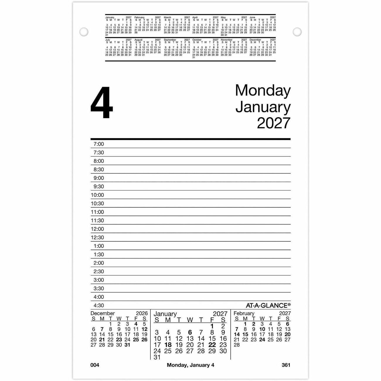 AT-A-GLANCE Refill Calendar Desk Daily