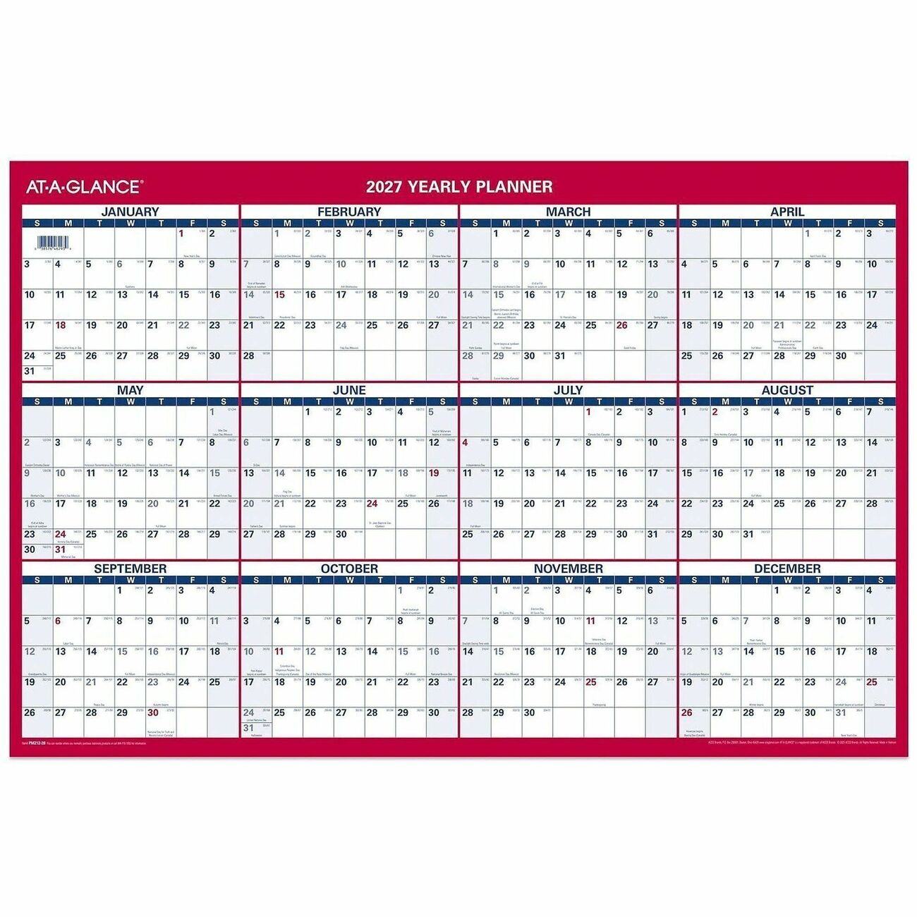 AT-A-GLANCE Planner Wall Dblsided Paper