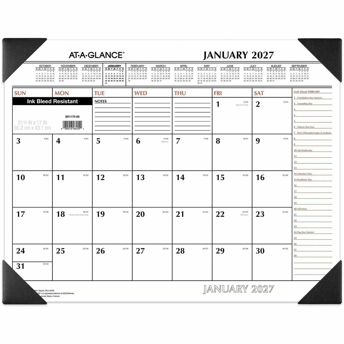 AT-A-GLANCE Calendar Deskpad Two Color