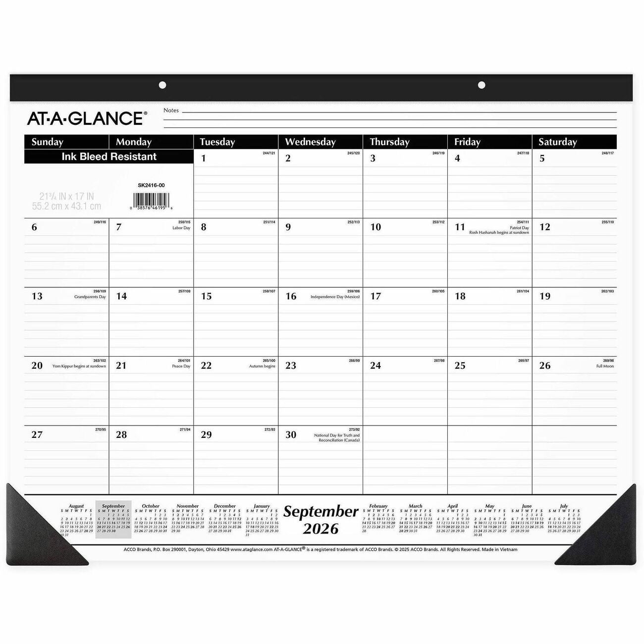 AT-A-GLANCE Calendar Dskpd 16Mnth Acadm