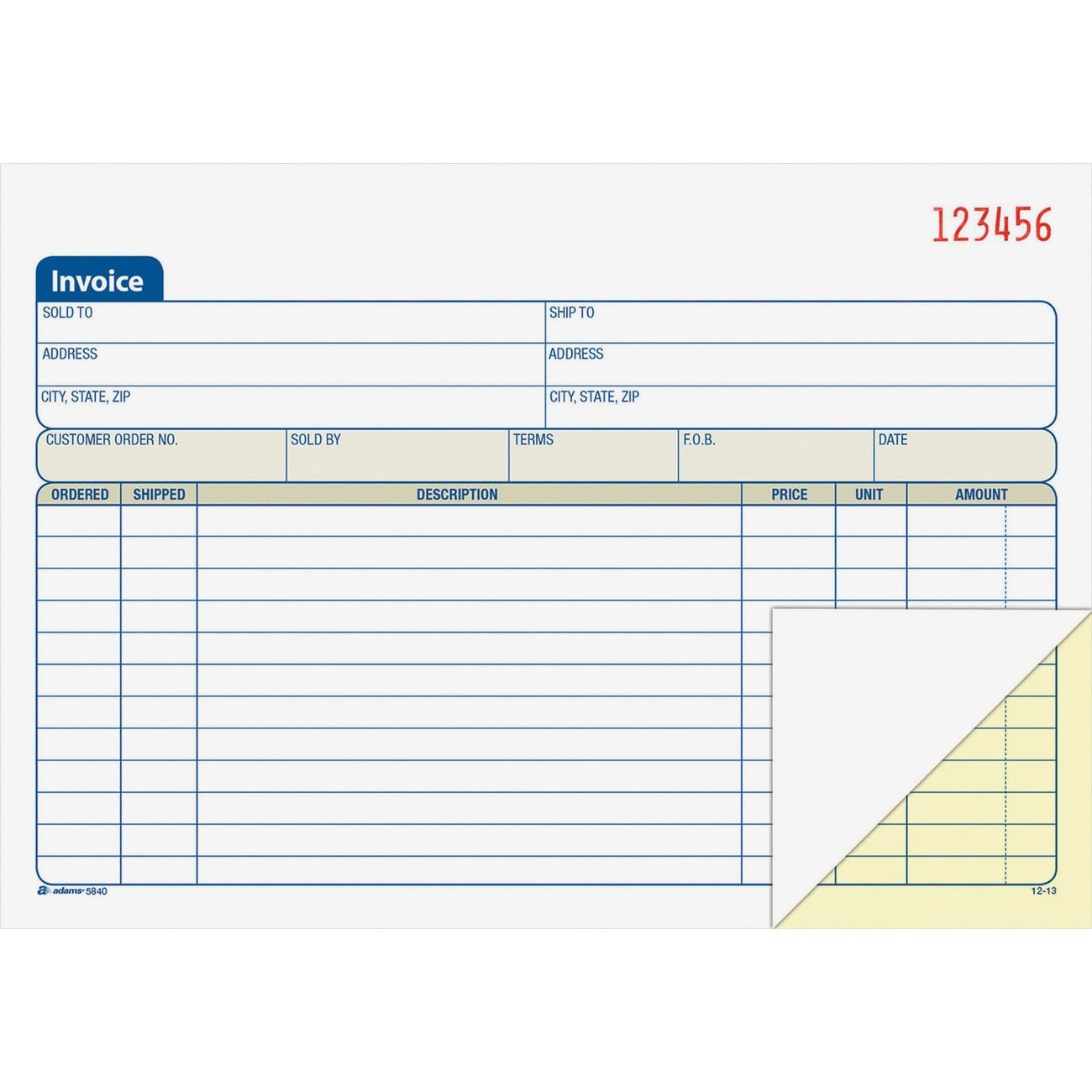Book Invoice Carbonless