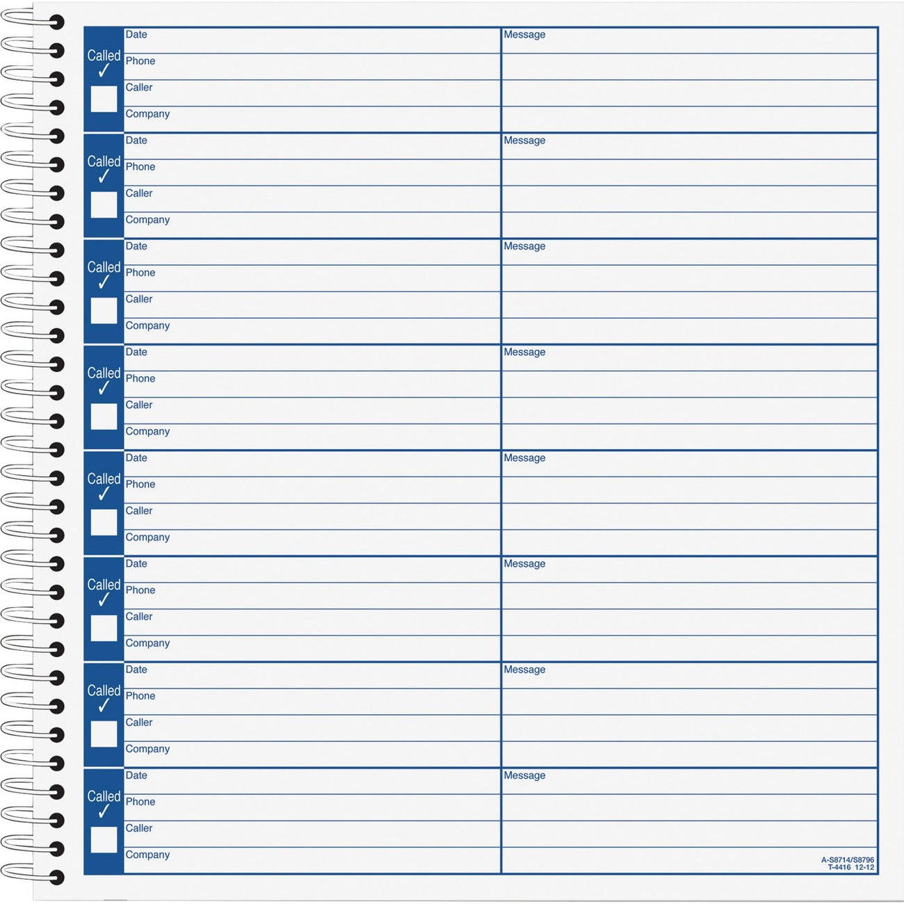 Book Log Voicemail 8.5X8.25