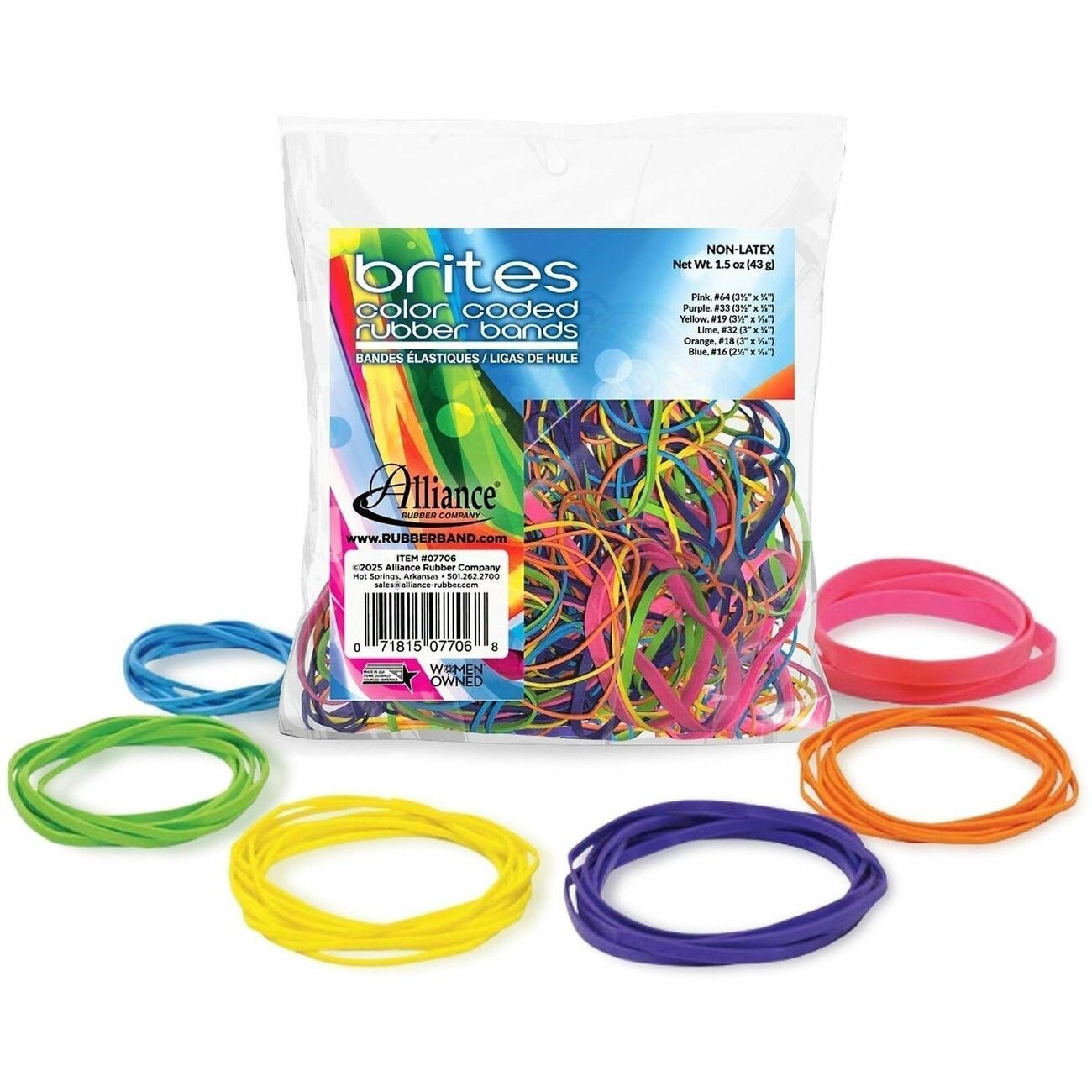 Rubberbands Brites Ast Size