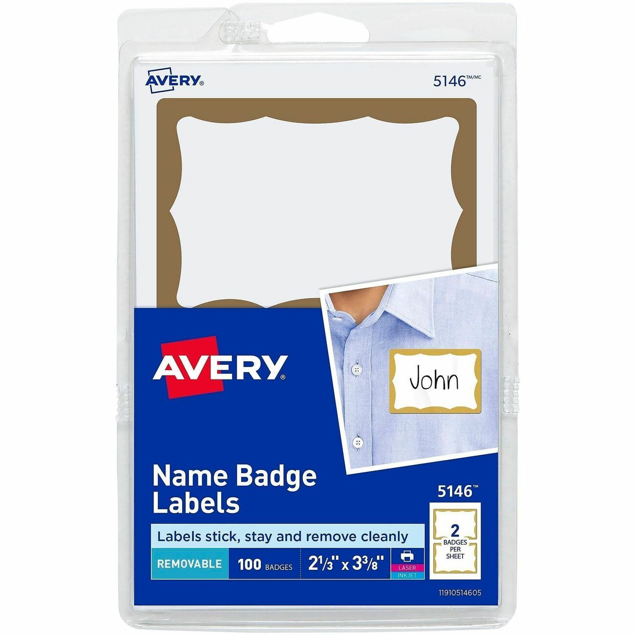 Avery Badge Adhesive Gld Brdr 100