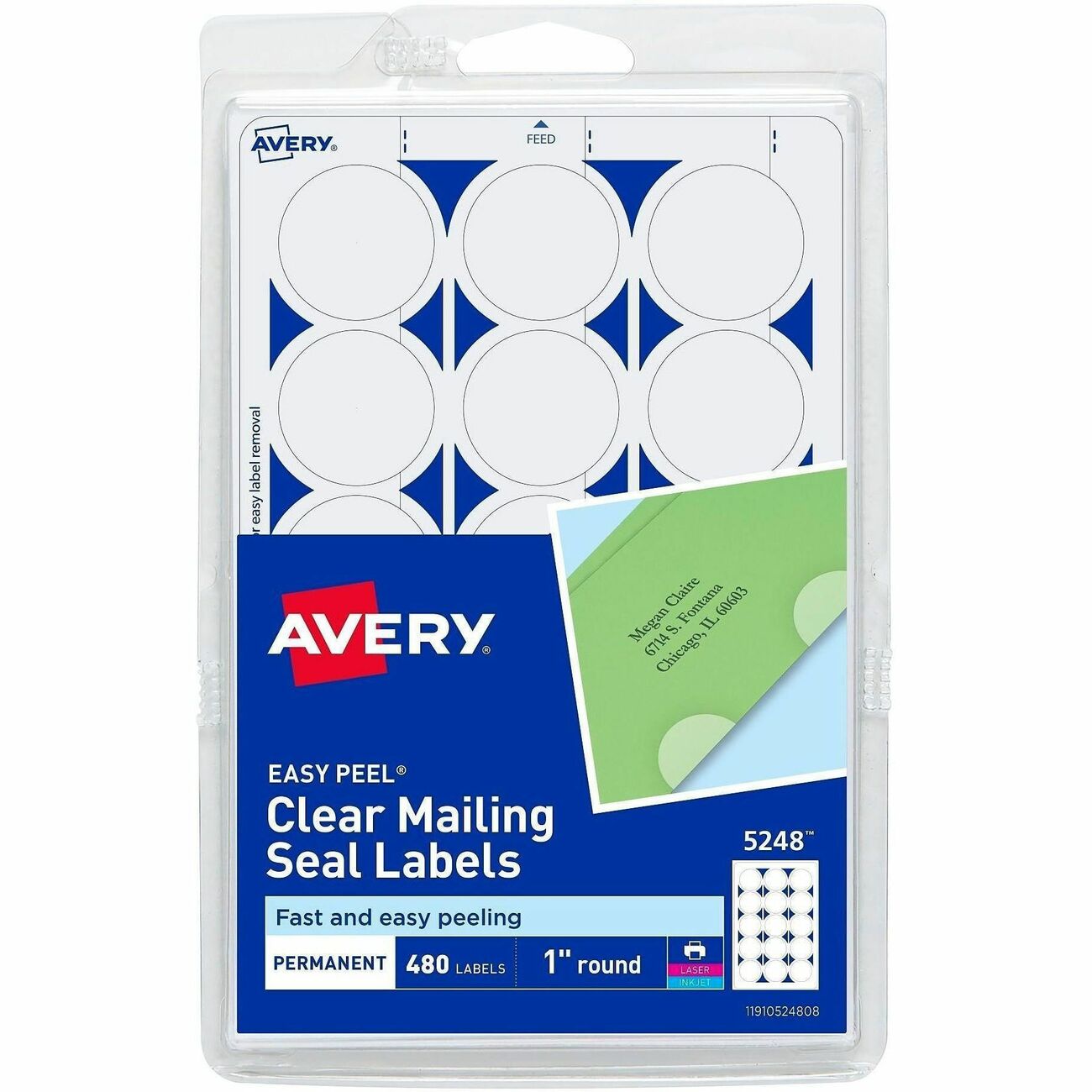 Avery Seal Mail Ezpeel 1'Rnd Clr