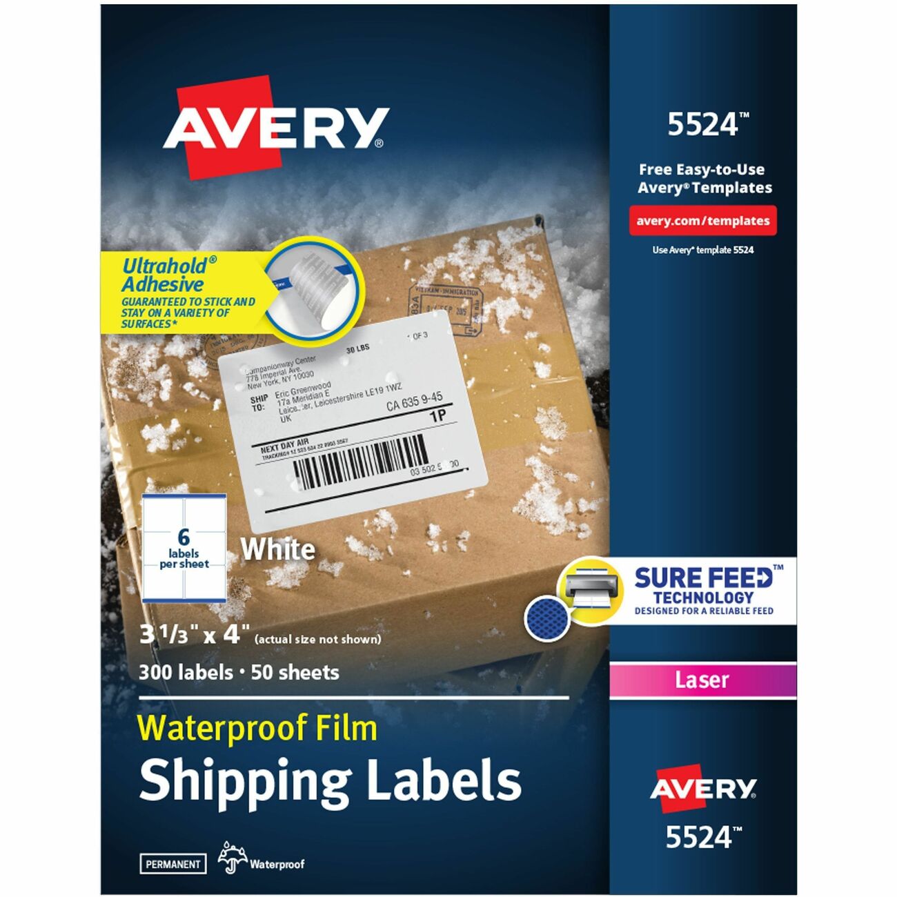 Avery Label Wthrprf Shpng 3.3X4