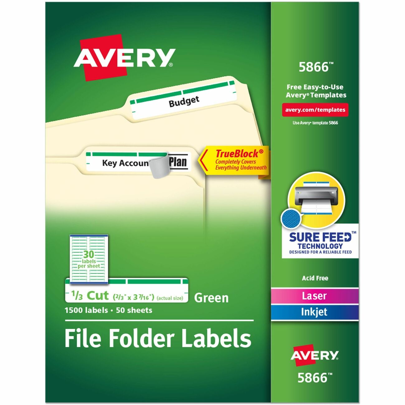 Avery Label Fldr Perm Lsr/Inkj Gn