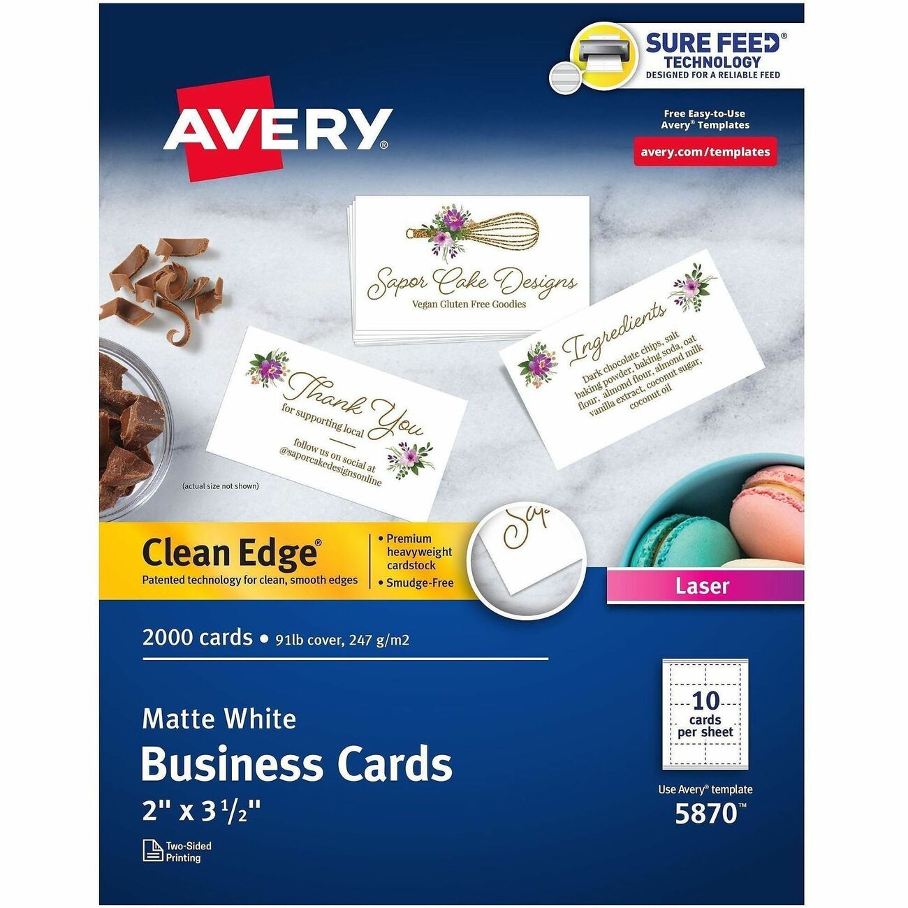 Avery Laser Business Cards, White Matte