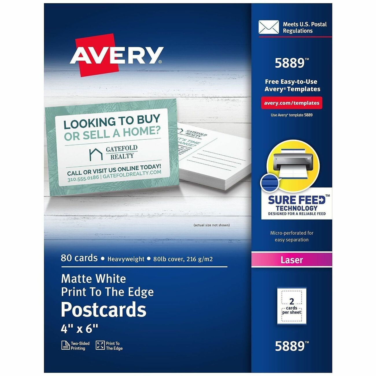 Avery Cards Post Laser 4X6 We 80