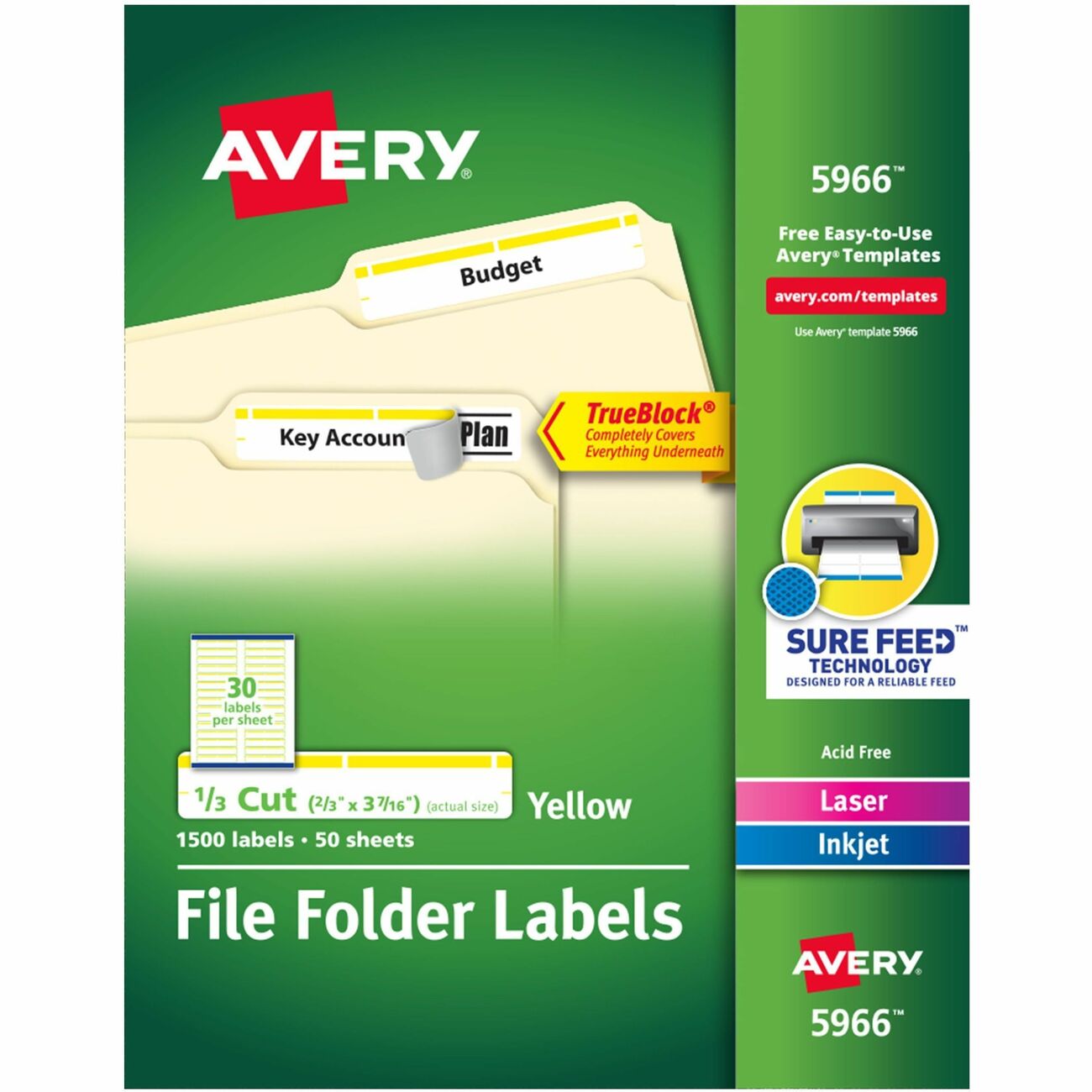 Avery Label Fldr Perm Lsr/Inkj Yw