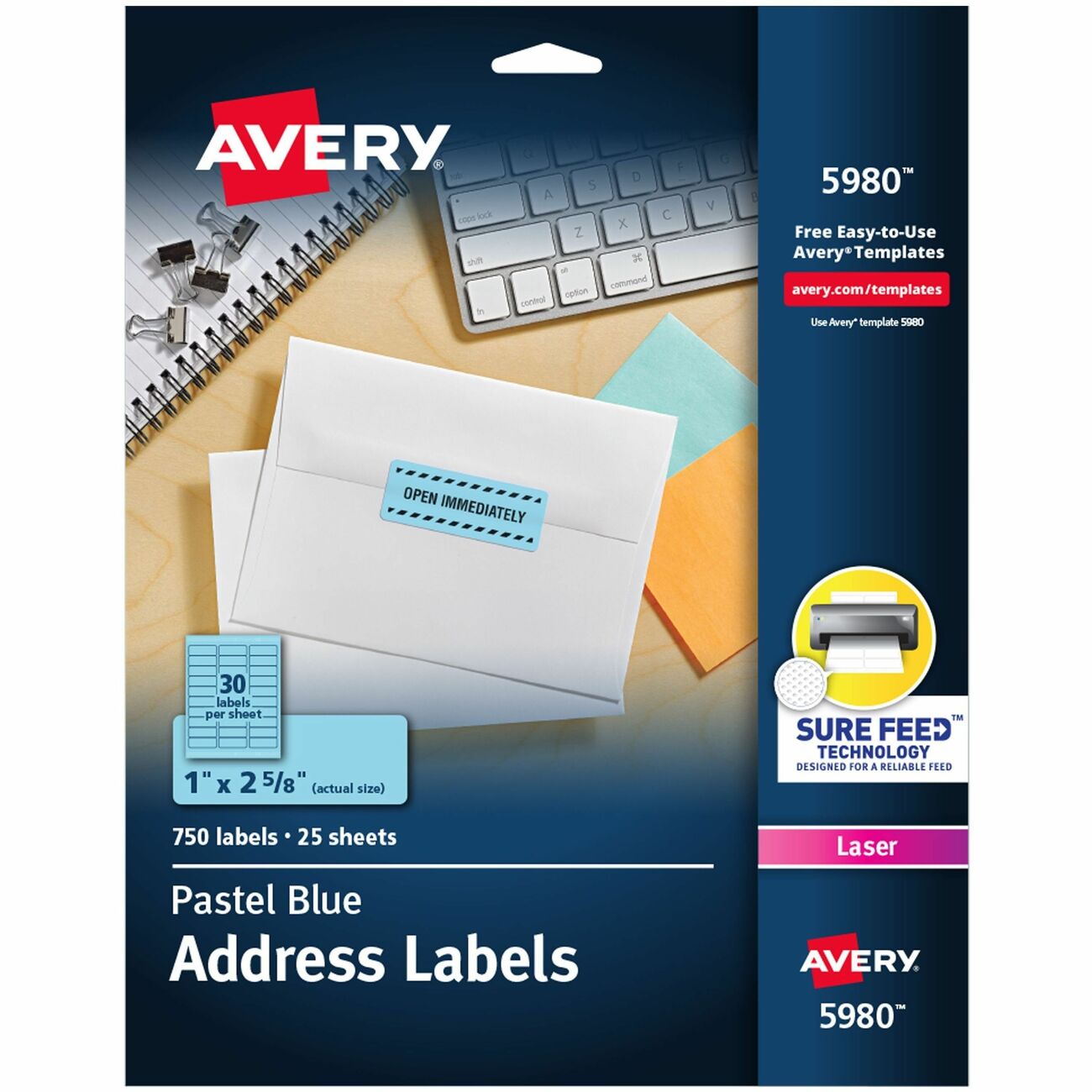 Avery Label Pastel Perm 1X2.5 Be