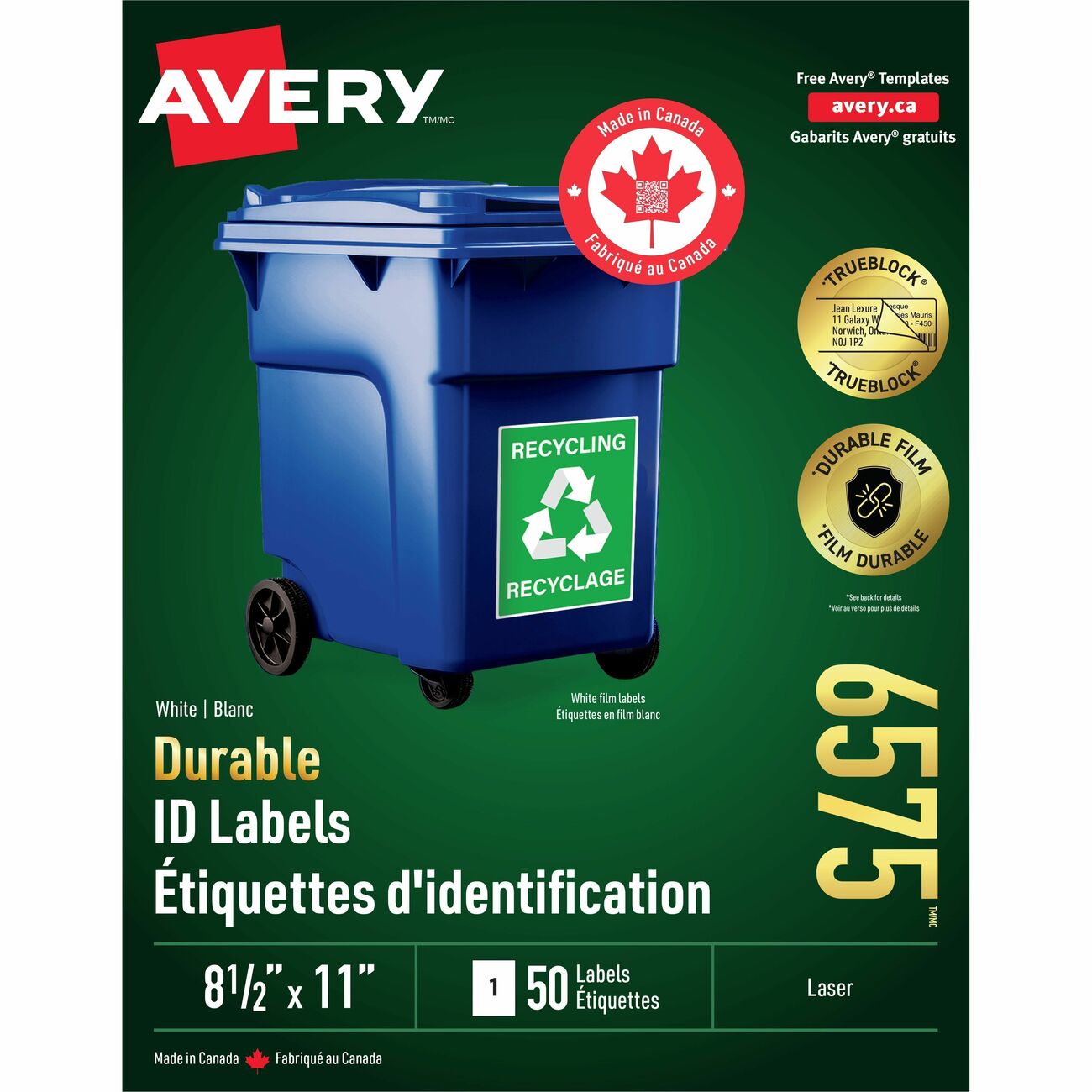 Avery Label Perm Laser 8.5X11 We