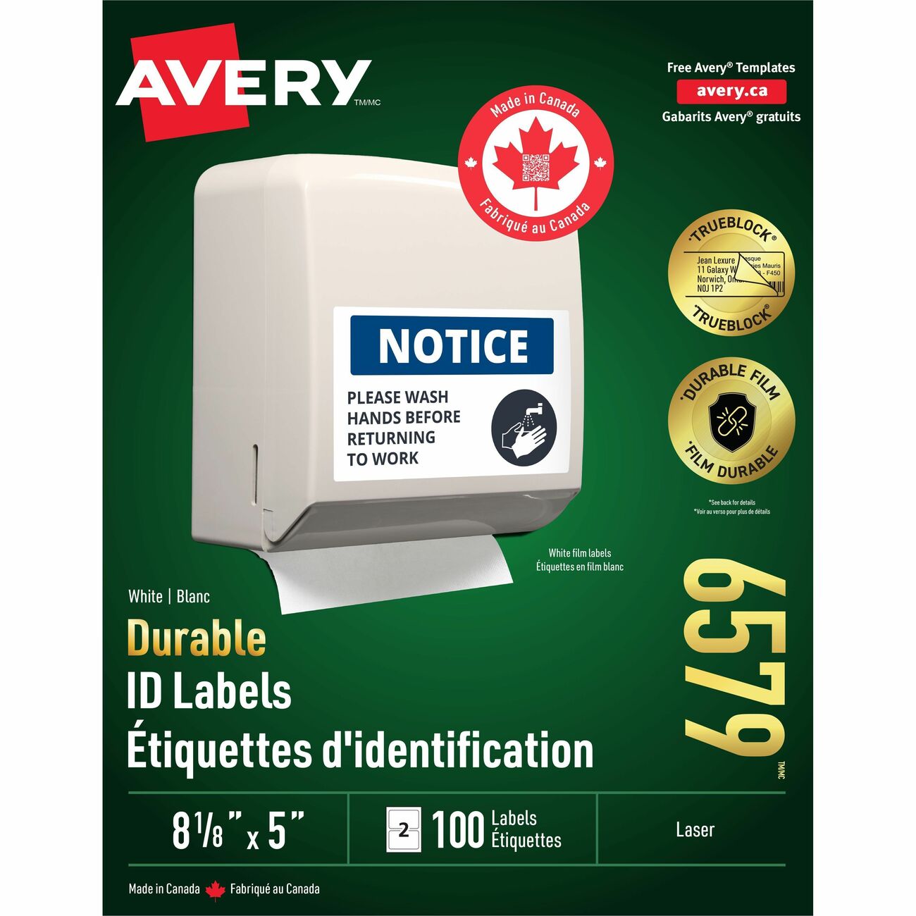 Avery Label Perm Laser 5X8 We 100