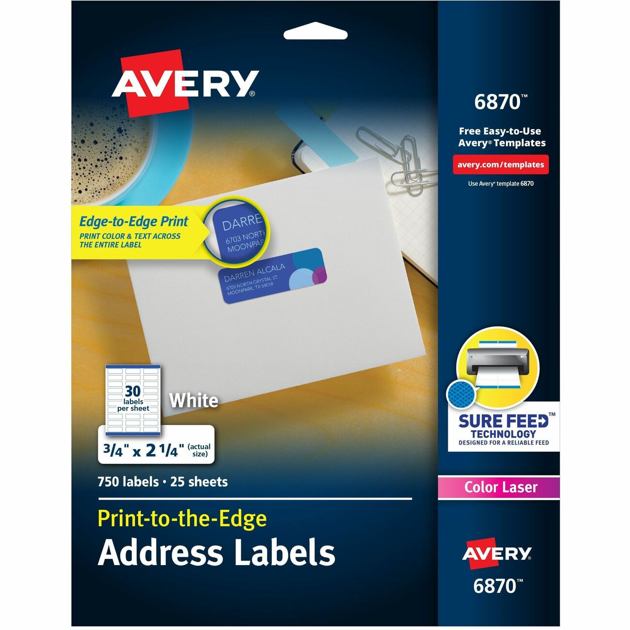 Avery Label Color 3/4X2.25 We 750