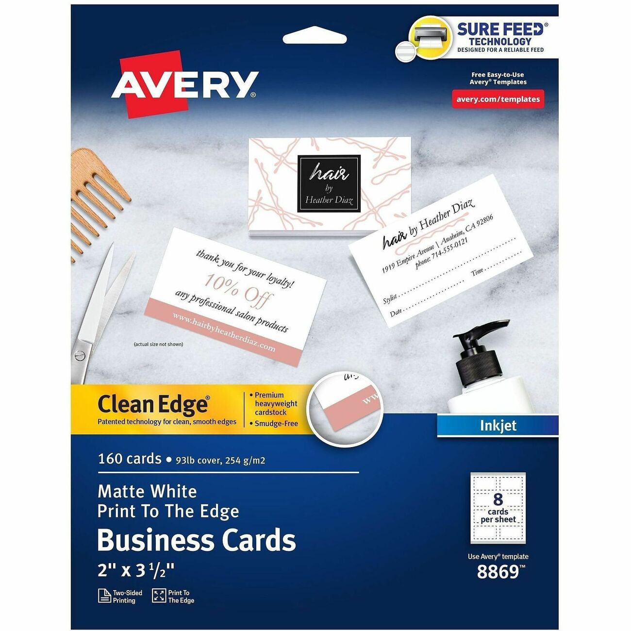 Avery Cards Business Clean Edge