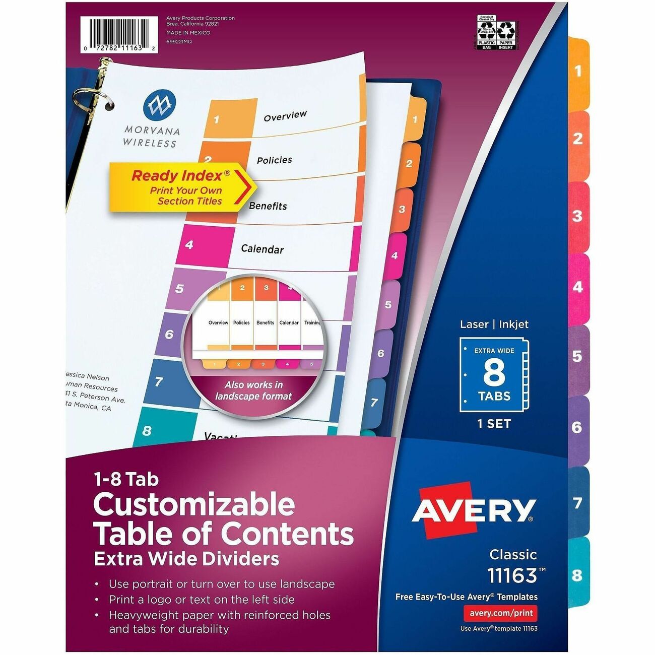 Avery Ready Index Extra-Wide Dividers, 1-8 Tab