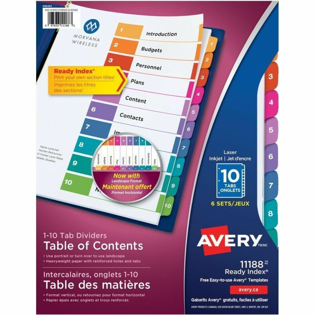 Avery Dividers Index Ready 1-10