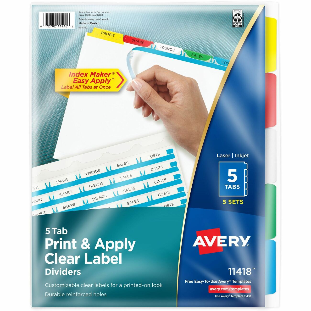 Avery Dividers Index 5Tab Bright
