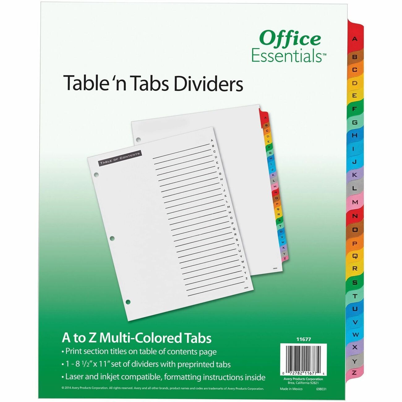 Avery Index Tbl Ntab A-Z Mi