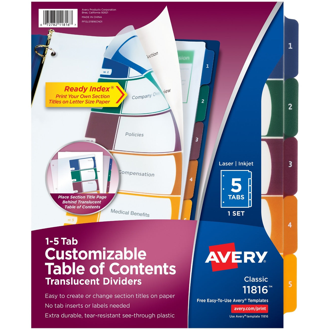 Avery Index Rdy 5Tab Toc Tran Mi