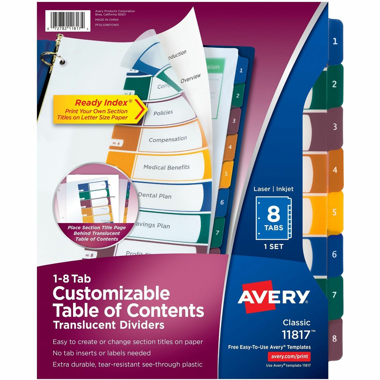Avery Dividers Toc Plastc 8Tab