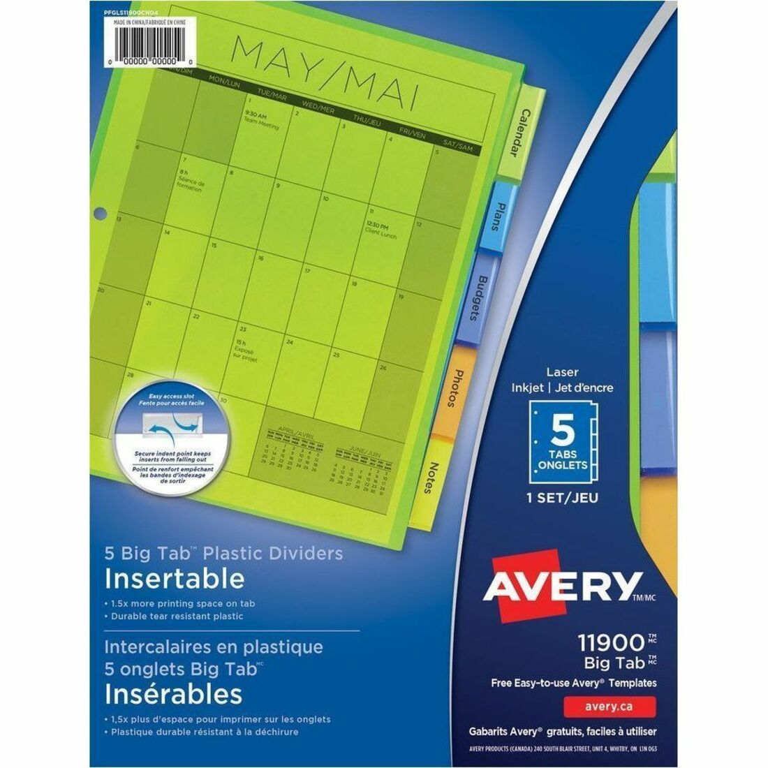 Avery Dividers Insert Plastc 5Tab