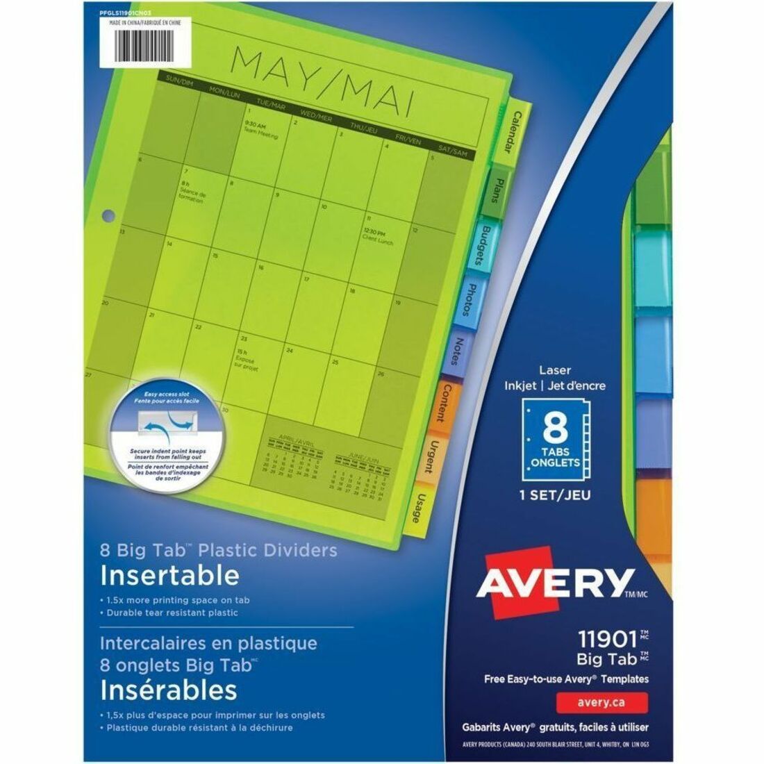 Avery Dividers Insert Plastc 8Tab