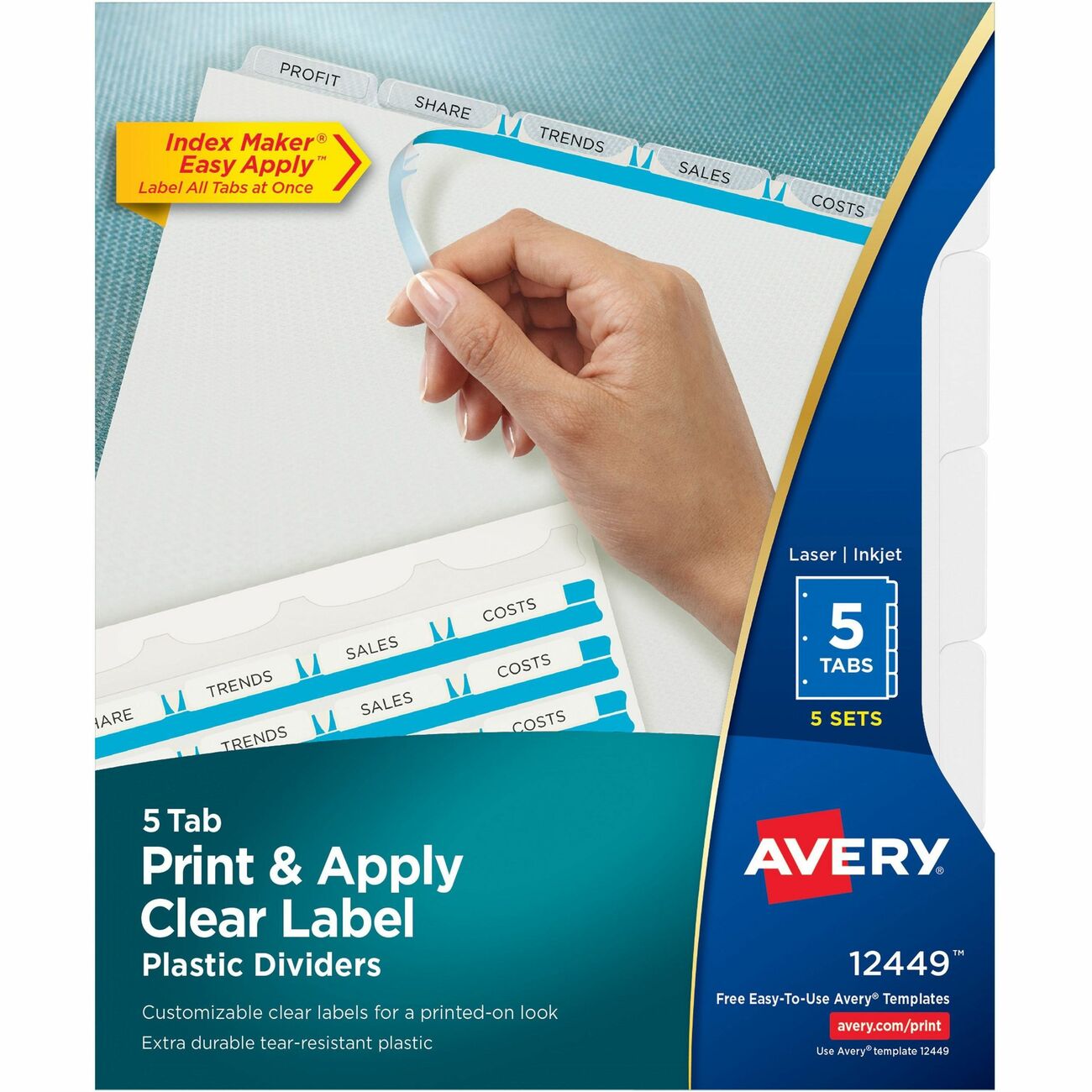 Avery Dividers Indx Plstc 5Tab Cl