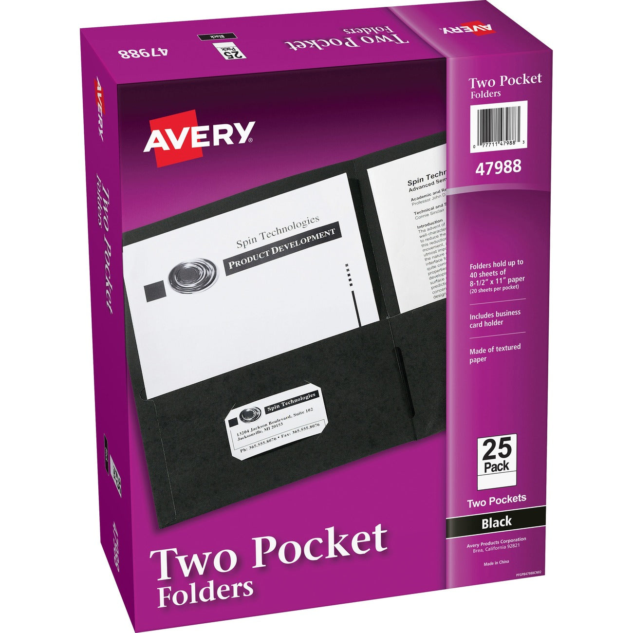 Avery Folder 2-Pocket Letter Blk