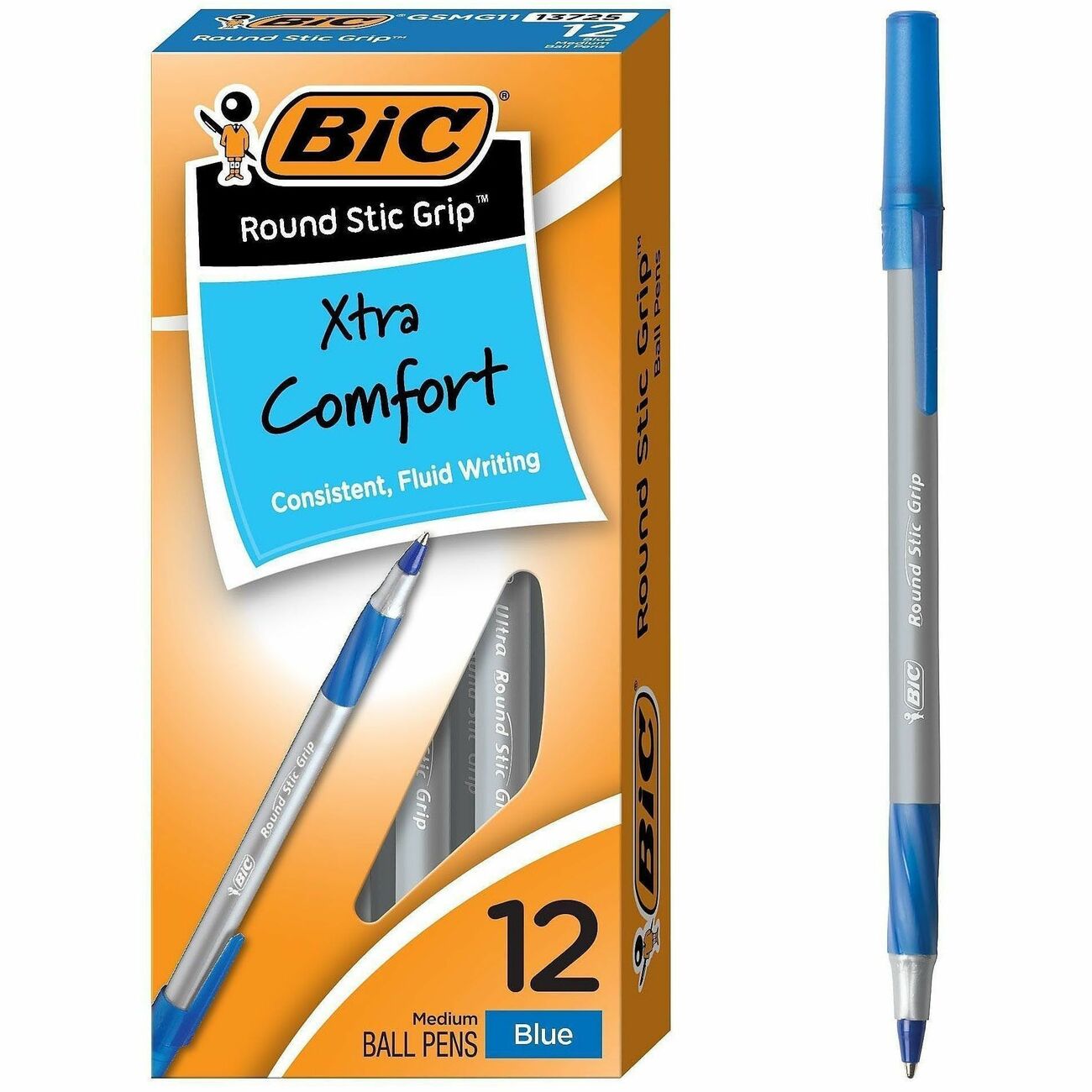 BIC Pen Roundstic Grip Med Be
