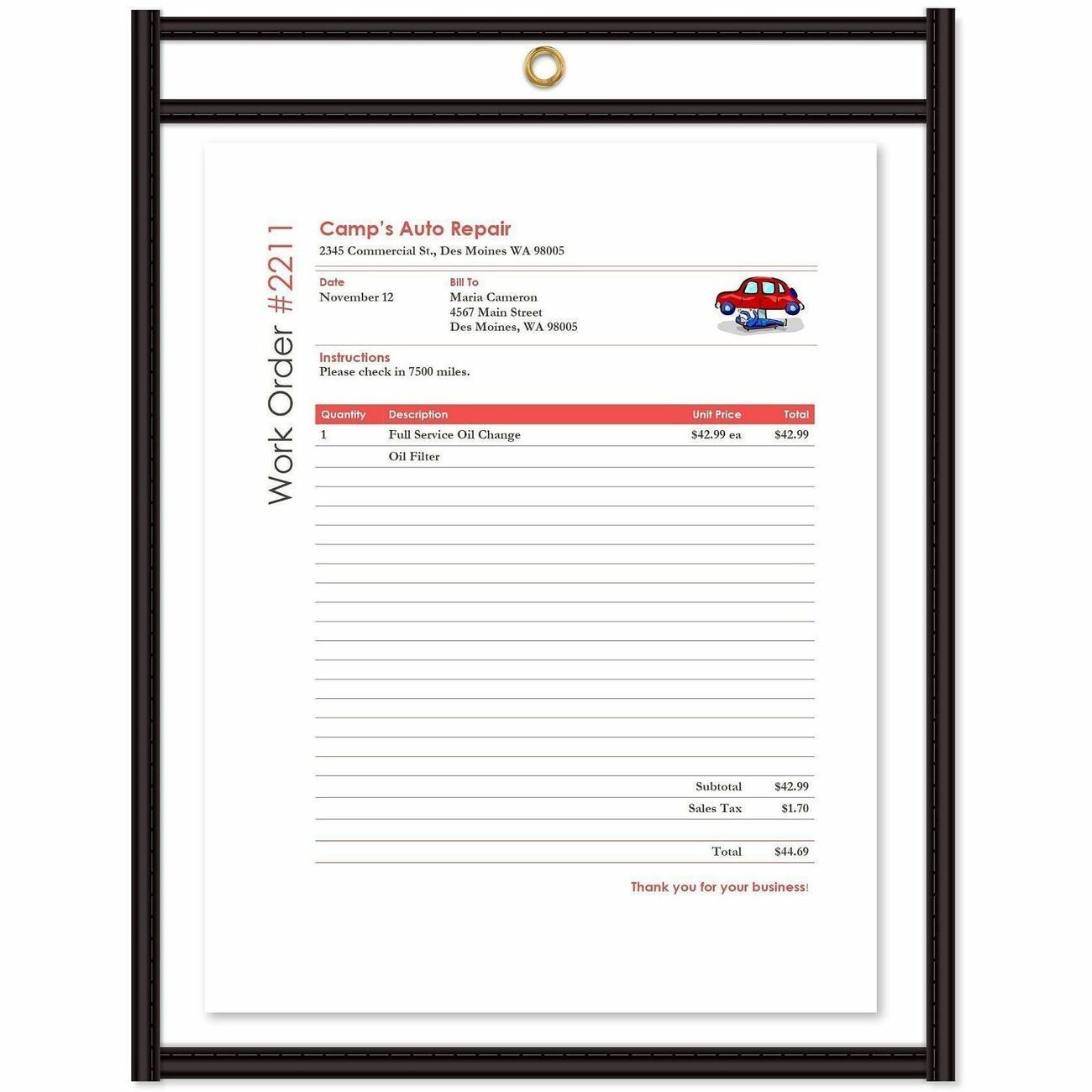 C-Line Holder Shopticket 8.5X11 Cl